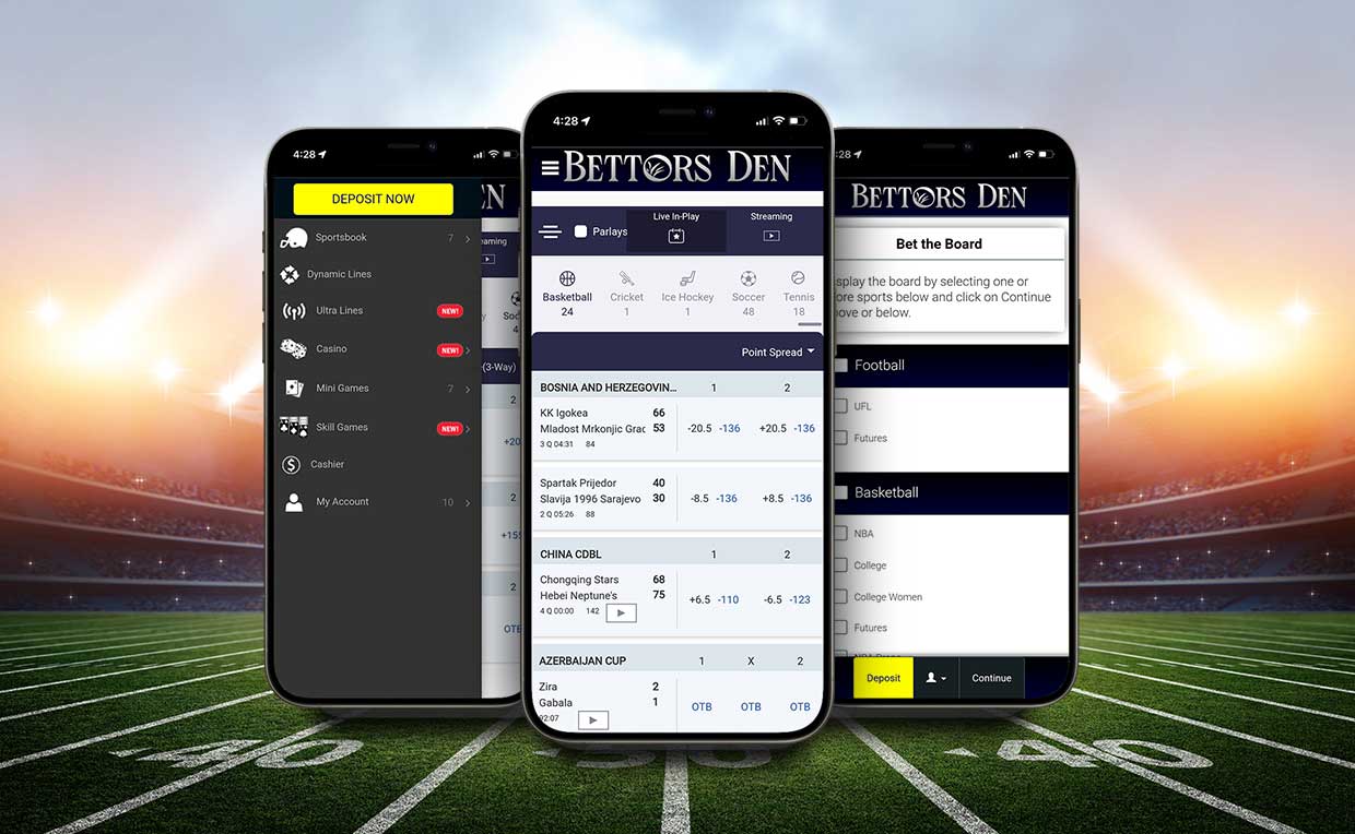 Live betting interface on mobile devices