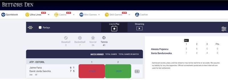 live in-game betting platform for Ultra Lines
